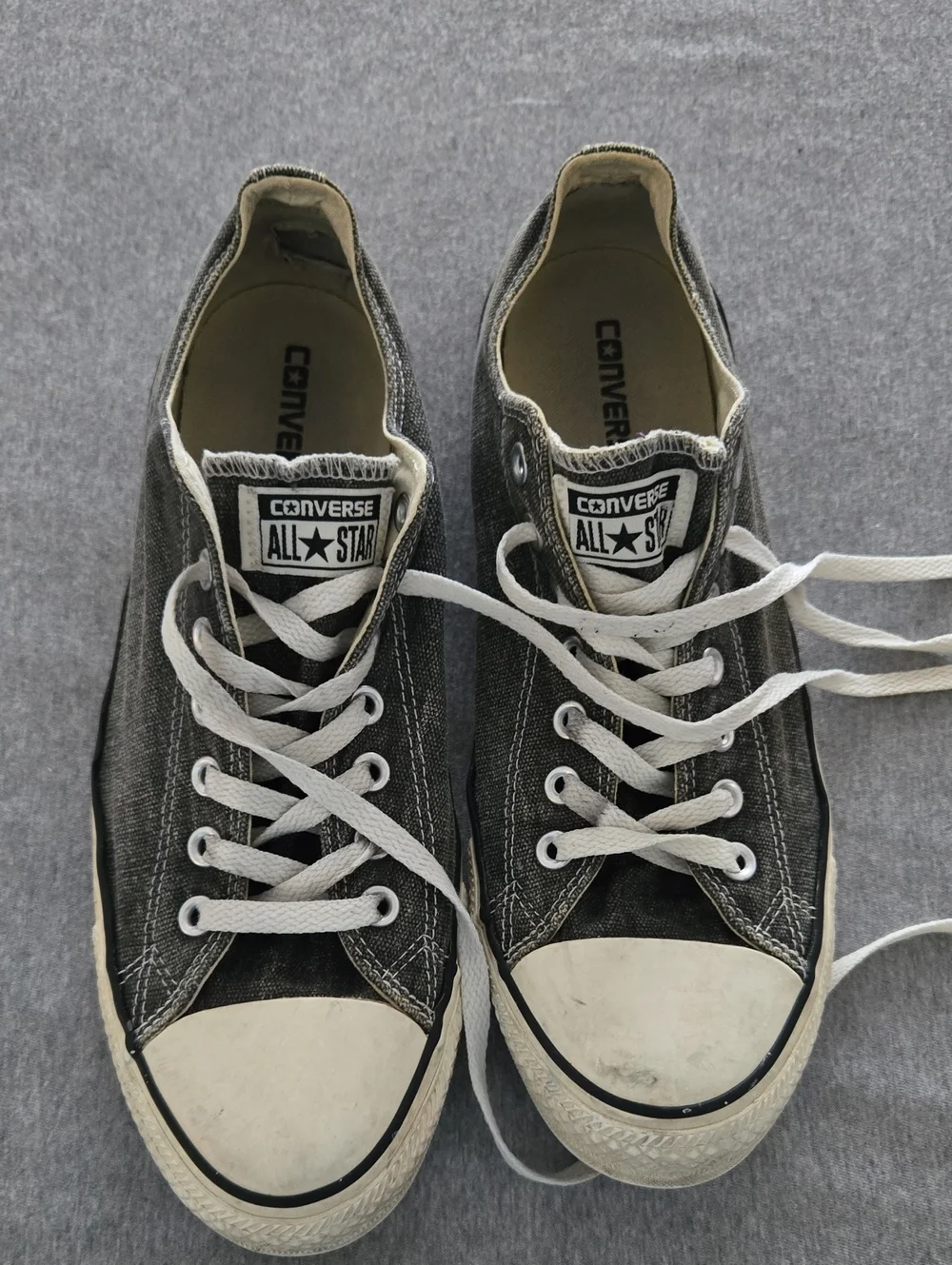 Converse Distressed Black & White Low-Top Canvas Sneakers